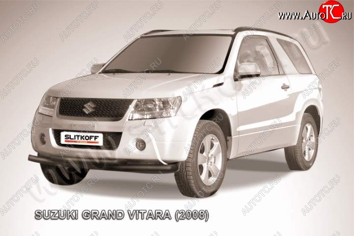 8 199 р. Защита переднего бампер Slitkoff  Suzuki Grand Vitara  JT 3 двери (2005-2008) дорестайлинг (Цвет: серебристый)  с доставкой в г. Майкоп