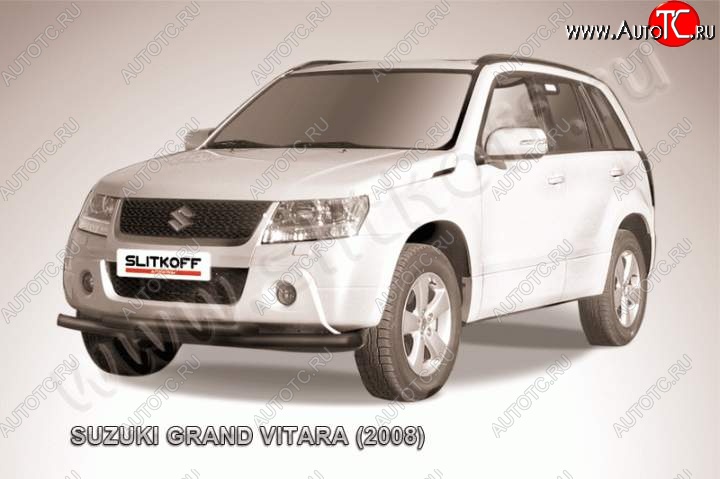 8 199 р. Защита переднего бампер Slitkoff  Suzuki Grand Vitara ( JT 3 двери,  JT 5 дверей) (2008-2012) 1-ый рестайлинг (Цвет: серебристый)  с доставкой в г. Майкоп