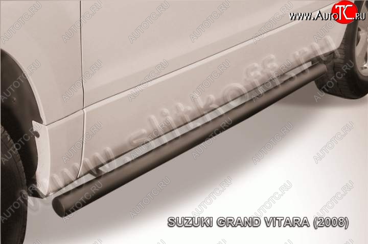 10 599 р. Защита порогов Slitkoff  Suzuki Grand Vitara  JT 3 двери (2005-2008) дорестайлинг (Цвет: серебристый)  с доставкой в г. Майкоп