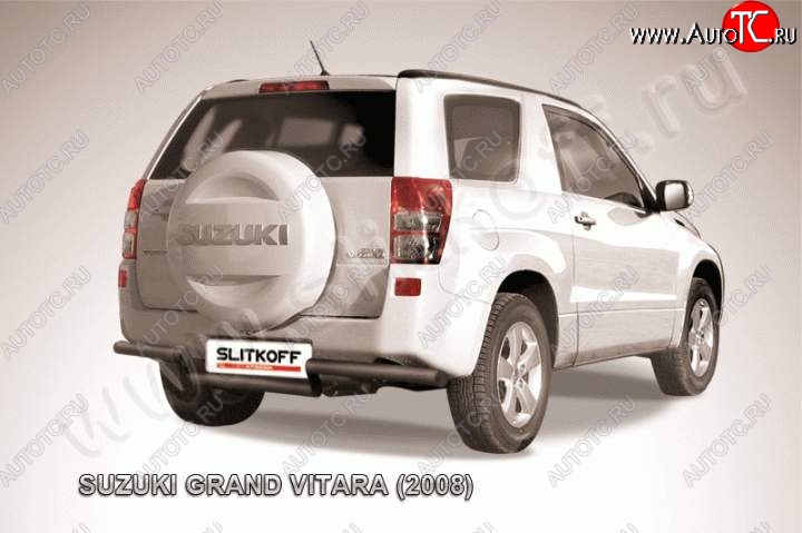 8 849 р. Защита задняя Slitkoff Suzuki Grand Vitara JT 3 двери дорестайлинг (2005-2008) (Цвет: серебристый)  с доставкой в г. Майкоп