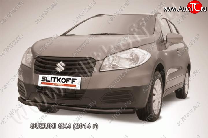 6 999 р. защита переднего бампера Slitkoff Suzuki SX4 JYB, JYA хэтчбэк дорестайлинг (2013-2016) (Цвет: серебристый)  с доставкой в г. Майкоп