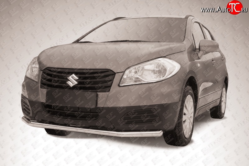 9 999 р. Одинарная защита переднего бампера из трубы диаметром 57 мм Slitkoff Suzuki SX4 JYB, JYA хэтчбэк дорестайлинг (2013-2016) (Цвет: нержавеющая полированная сталь)  с доставкой в г. Майкоп
