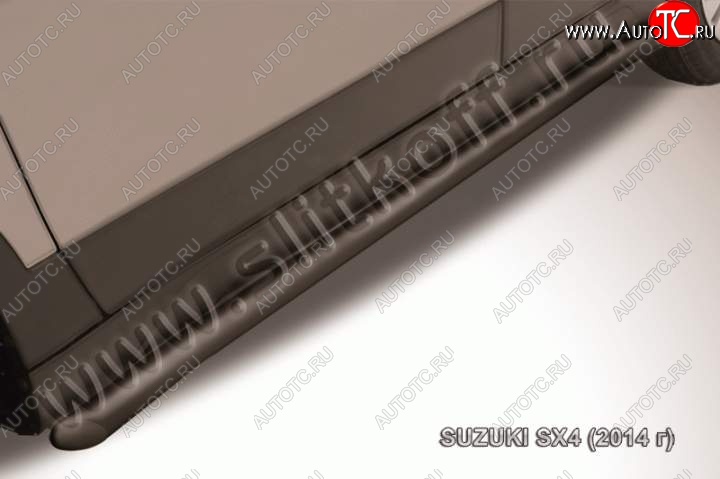 10 349 р. Защита порогов Slitkoff  Suzuki SX4  JYB, JYA (2013-2016) хэтчбэк дорестайлинг (Цвет: серебристый)  с доставкой в г. Майкоп