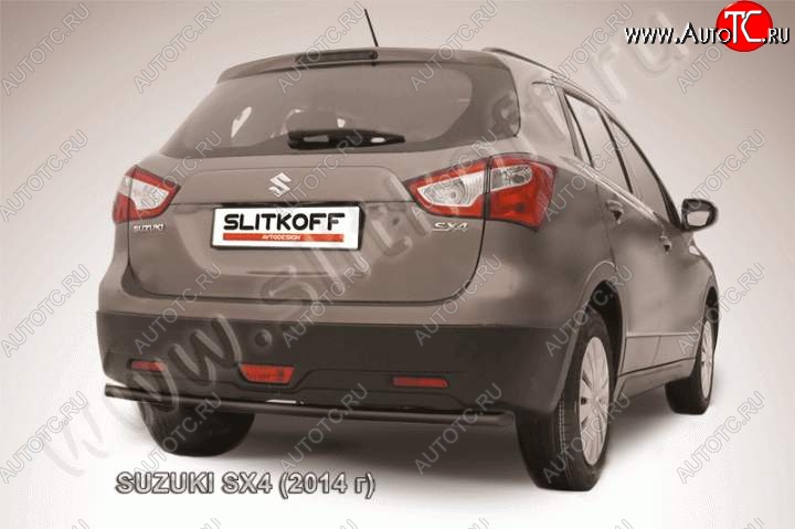 5 549 р. Защита задняя Slitkoff Suzuki SX4 JYB, JYA хэтчбэк дорестайлинг (2013-2016) (Цвет: серебристый)  с доставкой в г. Майкоп