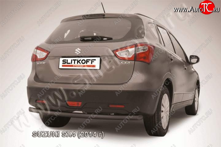 7 599 р. Защита задняя Slitkoff  Suzuki SX4  JYB, JYA (2013-2016) хэтчбэк дорестайлинг (Цвет: серебристый)  с доставкой в г. Майкоп