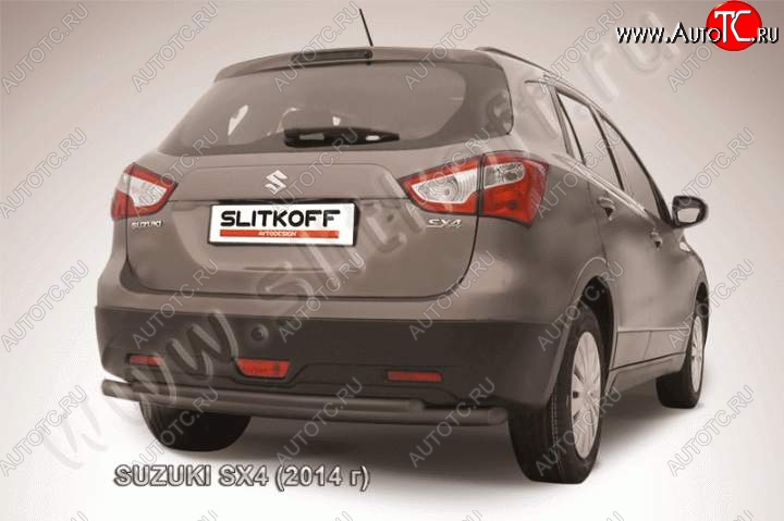 7 999 р. Защита задняя Slitkoff  Suzuki SX4  JYB, JYA (2013-2016) хэтчбэк дорестайлинг (Цвет: серебристый)  с доставкой в г. Майкоп