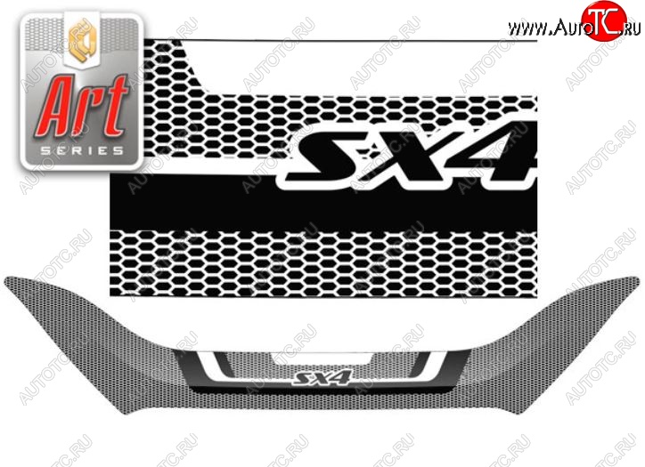 2 479 р. Дефлектор капота CA-Plastiс  Suzuki SX4  JAB, JYA (2016-2021) хэтчбэк рестайлинг (Серия Art белая)  с доставкой в г. Майкоп