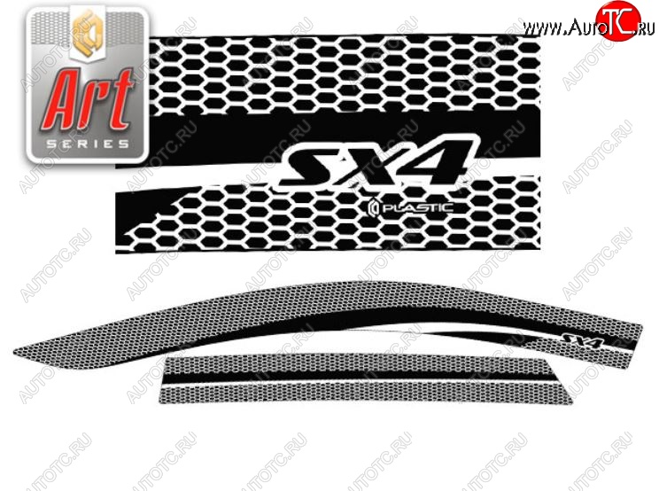 2 299 р. Дефлектора окон CA-Plastic  Suzuki SX4  JAB, JYA (2016-2021) хэтчбэк рестайлинг (Серия Art серебро, Без хром.молдинга)  с доставкой в г. Майкоп