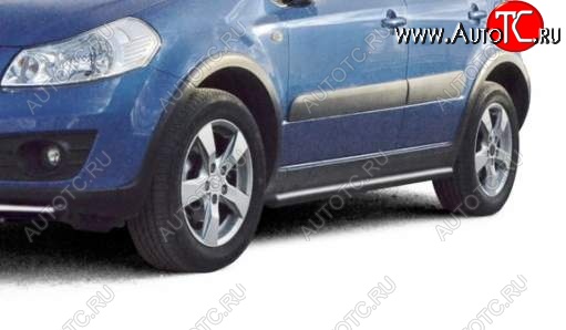 10 899 р. Защита порогов ТехноСфера (Техно Сфера) (Сталь с покрытием, 63.5 mm)  Suzuki SX4  GYA,GYB (2010-2016)  рестайлинг, хэтчбэк (цвет: Серебристый)  с доставкой в г. Майкоп