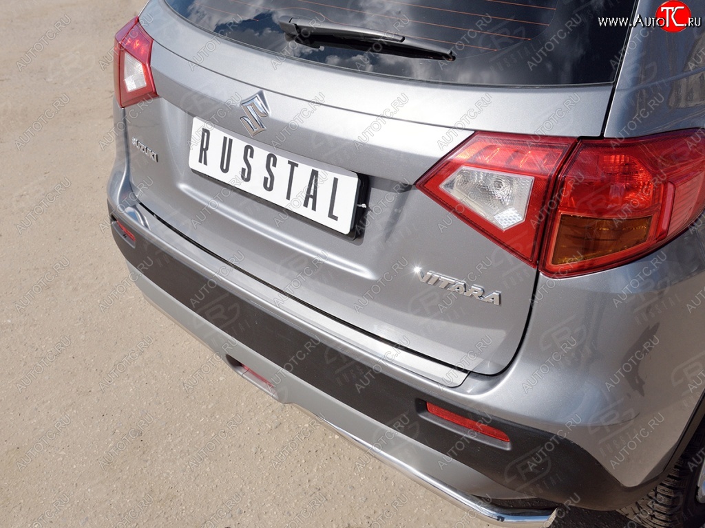 1 659 р. Накладка защитная на задний бампер Russtal (лист нерж зеркальный) Suzuki Vitara LY дорестайлинг (2015-2019)  с доставкой в г. Майкоп