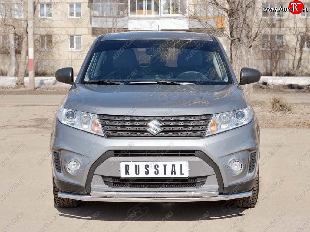 16 949 р. Защита переднего бампера (2 трубыØ42 мм, нержавейка) SLITKOFF Suzuki Vitara LY дорестайлинг (2015-2019)  с доставкой в г. Майкоп