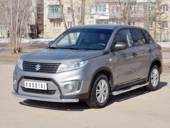 15 499 р. Одинарная защита переднего бампера диаметром 63 мм SLITKOFF Suzuki Vitara LY дорестайлинг (2015-2019)  с доставкой в г. Майкоп. Увеличить фотографию 2
