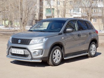 17 699 р. Защита переднего бампера (2 трубы Ø63 и 42 мм, нержавейка) SLITKOFF Suzuki Vitara LY дорестайлинг (2015-2019)  с доставкой в г. Майкоп. Увеличить фотографию 3