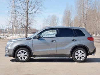 24 649 р. Широкая защита порогов с трубой диаметром 42 мм SLITKOFF v1 Suzuki Vitara LY рестайлинг (2018-2025)  с доставкой в г. Майкоп. Увеличить фотографию 2