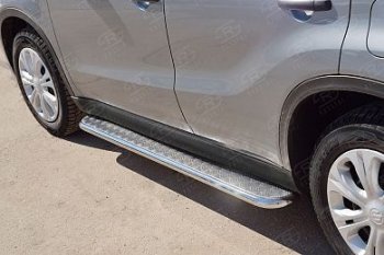 24 649 р. Широкая защита порогов с трубой диаметром 42 мм SLITKOFF v1 Suzuki Vitara LY рестайлинг (2018-2025)  с доставкой в г. Майкоп. Увеличить фотографию 3