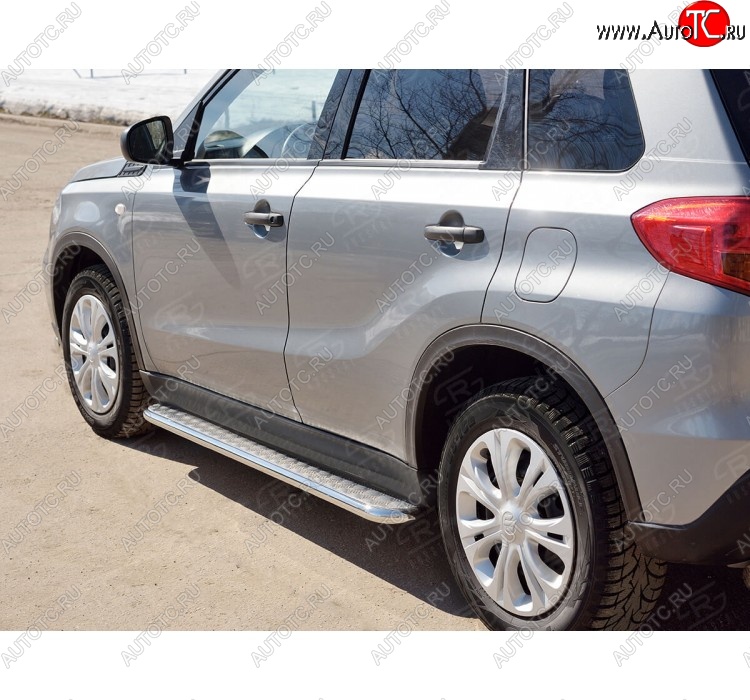 24 649 р. Широкая защита порогов с трубой диаметром 42 мм SLITKOFF v1 Suzuki Vitara LY рестайлинг (2018-2025)  с доставкой в г. Майкоп
