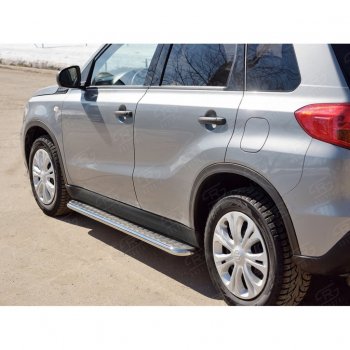 22 999 р. Широкая защита порогов с трубой диаметром 42 мм SLITKOFF v2 Suzuki Vitara LY рестайлинг (2018-2025)  с доставкой в г. Майкоп. Увеличить фотографию 2