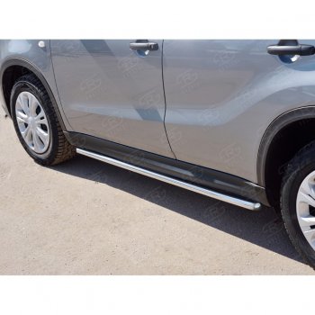 17 299 р. Защита порогов SLITKOFF из круглой трубы диаметром 42 мм v3  Suzuki Vitara  LY (2015-2025) дорестайлинг, рестайлинг  с доставкой в г. Майкоп. Увеличить фотографию 2
