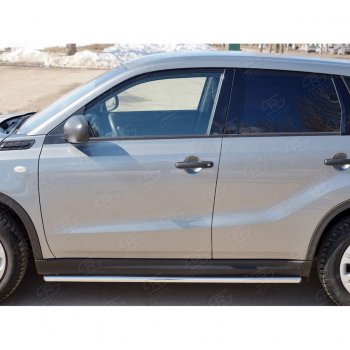 Защита порогов SLITKOFF из круглой трубы диаметром 42 мм v3 Suzuki Vitara LY рестайлинг (2018-2025)