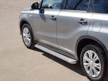 35 549 р. Широкая защита порогов с трубой диаметром 42 мм SLITKOFF v3 Suzuki Vitara LY рестайлинг (2018-2025)  с доставкой в г. Майкоп. Увеличить фотографию 3