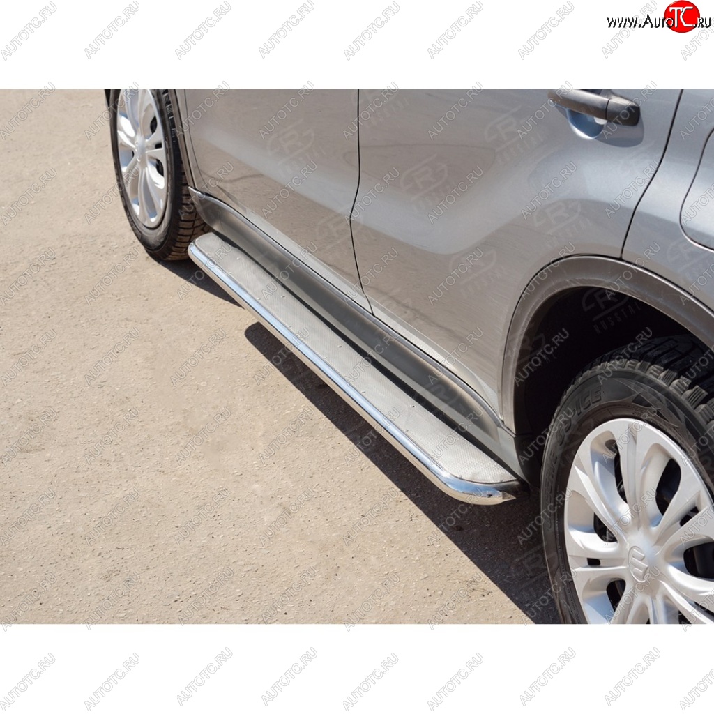 35 549 р. Широкая защита порогов с трубой диаметром 42 мм SLITKOFF v3 Suzuki Vitara LY рестайлинг (2018-2025)  с доставкой в г. Майкоп