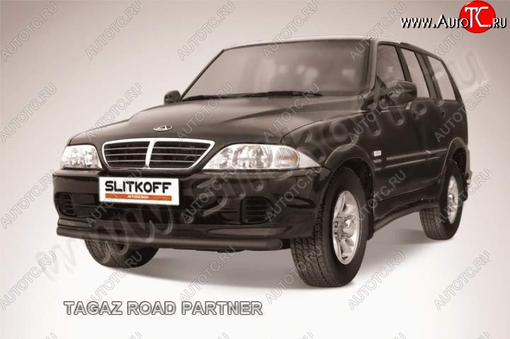 6 899 р. Защита переднего бампер Slitkoff  ТАГАЗ Road Partner (2007-2011) (Цвет: серебристый)  с доставкой в г. Майкоп