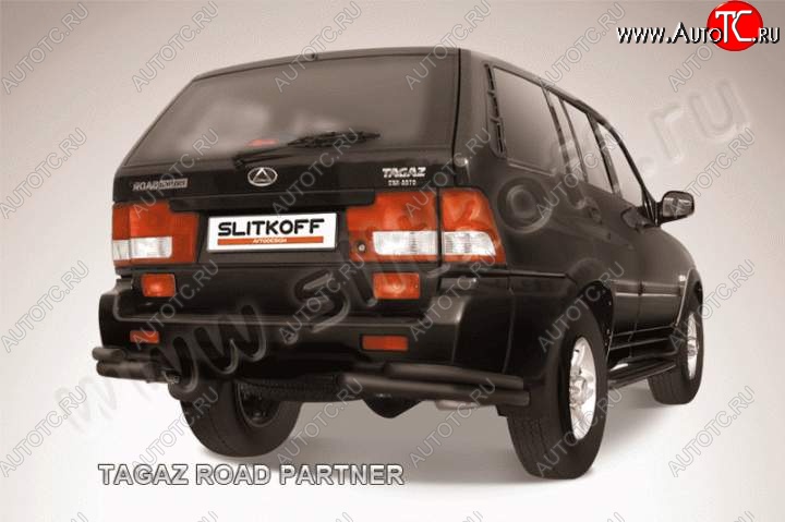 6 899 р. Уголки d57+d42 двойные  ТАГАЗ Road Partner (2009-2011) (Цвет: серебристый)  с доставкой в г. Майкоп