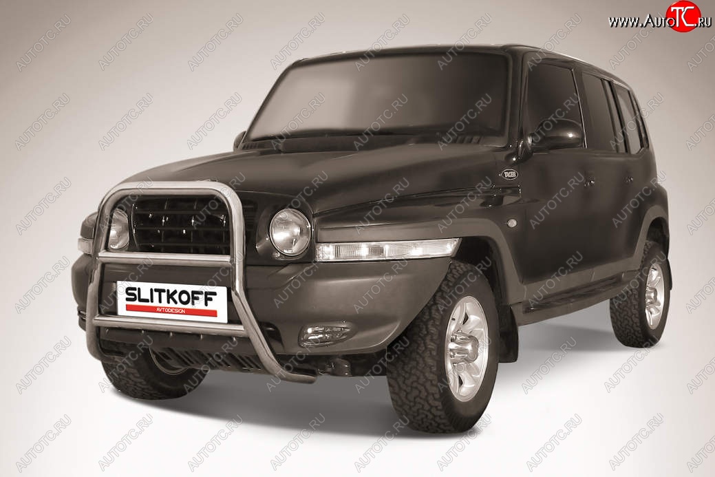 25 999 р. Защита переднего бампера Slitkoff (высокая, d57 мм)  ТАГАЗ Tager  5d (2008-2012) (Нержавейка, Полированная)  с доставкой в г. Майкоп