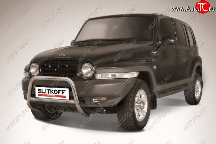 24 449 р. Защита переднего бампера Slitkoff (низкая, d57 мм)  ТАГАЗ Tager  5d (2008-2012) (Нержавейка, Полированная)  с доставкой в г. Майкоп
