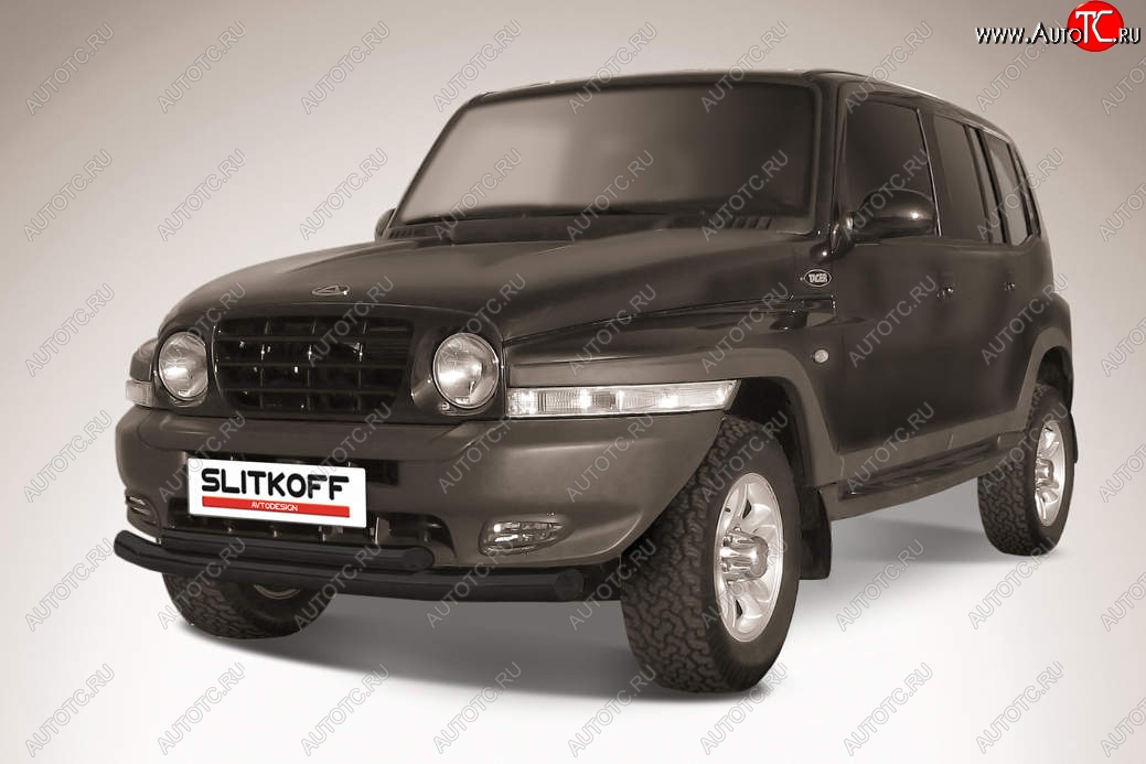 10 699 р. Защита переднего бампера Slitkoff (низкая, d57 мм)  ТАГАЗ Tager  5d (2008-2012) (Сталь с полимерным покрытием. Цвет: чёрный)  с доставкой в г. Майкоп