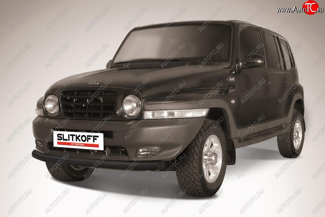 8 849 р. Защита переднего бампера Slitkoff (d76 мм)  ТАГАЗ Tager  5d (2008-2012) (Сталь с полимерным покрытием. Цвет: чёрный)  с доставкой в г. Майкоп