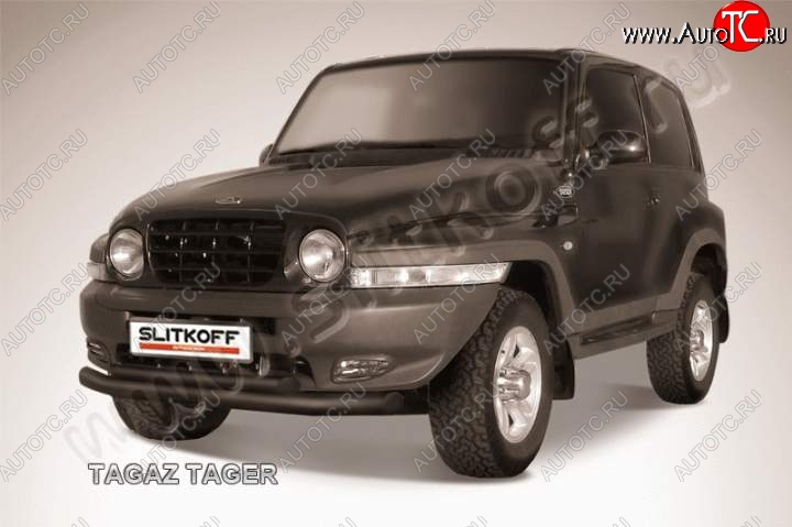 10 699 р. защита переднего бампера Slitkoff  ТАГАЗ Tager  3d (2008-2012) (Цвет: серебристый)  с доставкой в г. Майкоп