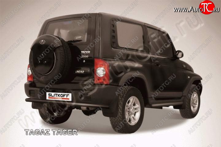 6 899 р. Защита задняя Slitkoff  ТАГАЗ Tager  3d (2008-2012) (Цвет: серебристый)  с доставкой в г. Майкоп