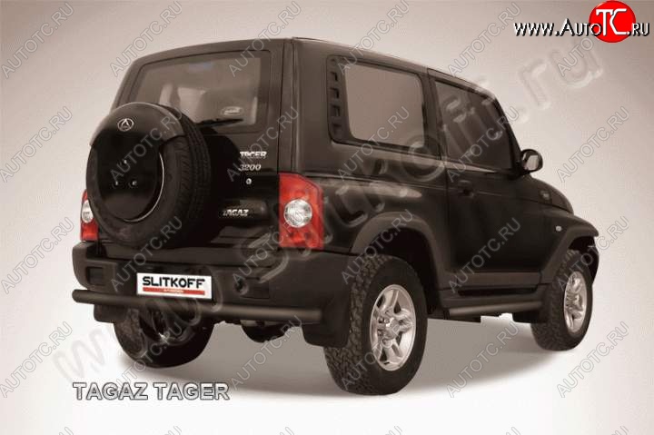 8 849 р. Защита задняя Slitkoff  ТАГАЗ Tager  3d (2008-2012) (Цвет: серебристый)  с доставкой в г. Майкоп