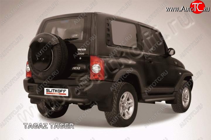 7 899 р. Защита задняя Slitkoff  ТАГАЗ Tager  3d (2008-2012) (Цвет: серебристый)  с доставкой в г. Майкоп