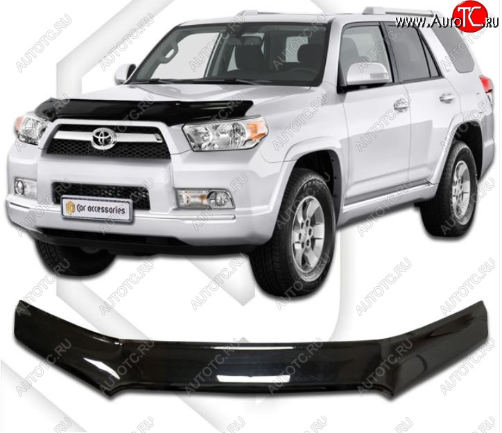 2 199 р. Дефлектор капота CA-Plastic  Toyota 4Runner  N280 (2009-2013) дорестайлинг (Classic черный, Без надписи)  с доставкой в г. Майкоп