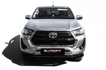 13 449 р. Защита переднего бампера Slitkoff (Ø 76 мм).  Toyota Hilux  AN120 (2017-2020) 1-ый рестайлинг (Сталь с полимерным покрытием. Цвет: черный)  с доставкой в г. Майкоп. Увеличить фотографию 2