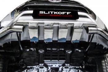 24 649 р. Защита переднего бампера Slitkoff (Ø 76+Ø 57, двойная с профильной ЗК).  Toyota Hilux  AN120 (2017-2020) 1-ый рестайлинг  с доставкой в г. Майкоп. Увеличить фотографию 4