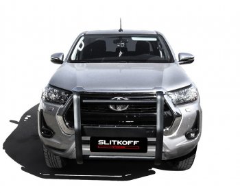 15 999 р. Кронштейн для противотуманных фар Slitkoff (BRUTAL) Toyota Hilux AN120 1-ый рестайлинг (2017-2020) (Сталь с полимерным покрытием. Цвет: черный)  с доставкой в г. Майкоп. Увеличить фотографию 2