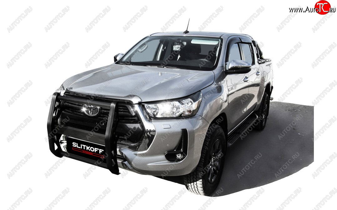15 999 р. Кронштейн для противотуманных фар Slitkoff (BRUTAL) Toyota Hilux AN120 1-ый рестайлинг (2017-2020) (Сталь с полимерным покрытием. Цвет: черный)  с доставкой в г. Майкоп