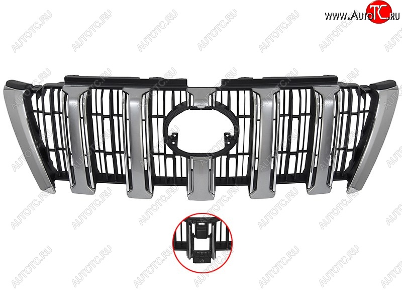 9 349 р. Решётка радиатора SAT (под камеру, хром-серебро) Toyota Land Cruiser Prado J150 1-ый рестайлинг (2013-2017)  с доставкой в г. Майкоп