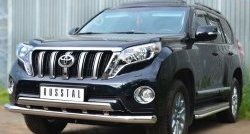 18 649 р. Защита переднего бампера (2 трубыØ76 и 75х42 мм, нержавейка) Russtal Toyota Land Cruiser Prado J150 1-ый рестайлинг (2013-2017)  с доставкой в г. Майкоп. Увеличить фотографию 4