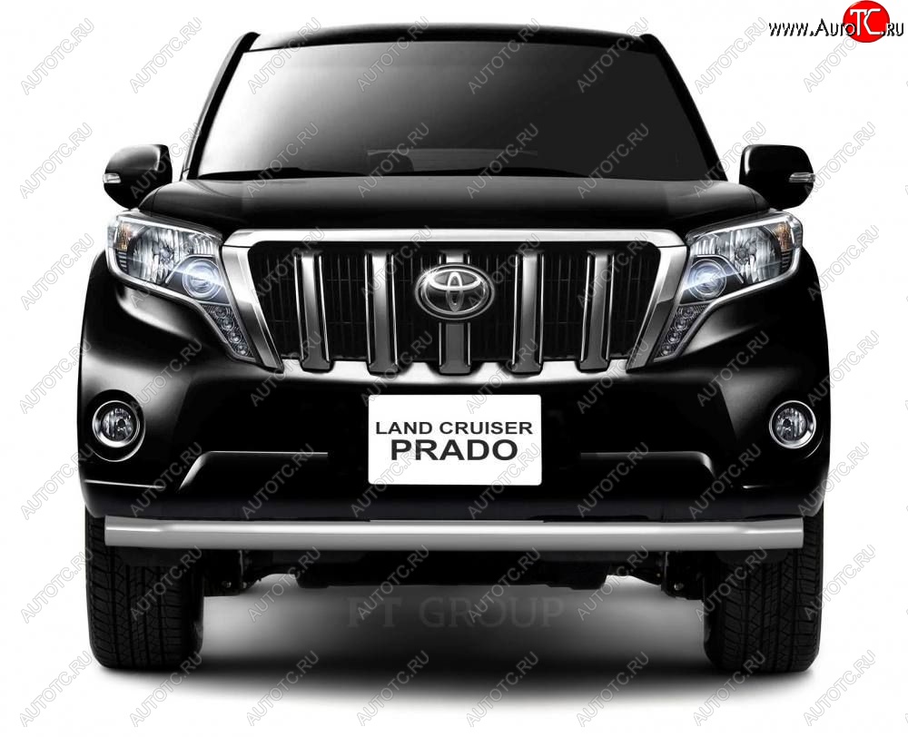 18 449 р. Защита переднего бампера одинарная из трубы d63 мм Petroil Tuning Toyota Land Cruiser Prado J150 1-ый рестайлинг (2013-2017) (Нержавеющая полированная сталь)  с доставкой в г. Майкоп