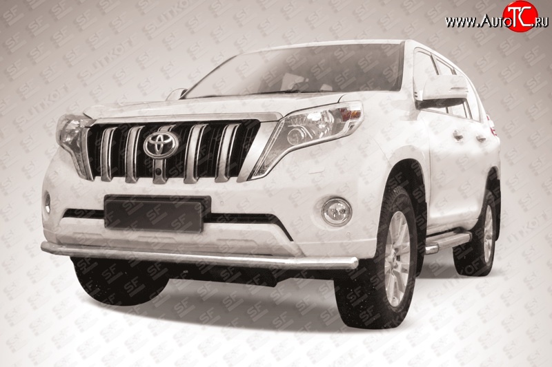 14 799 р. Одинарная защита переднего бампера из трубы диаметром 57 мм Slitkoff Toyota Land Cruiser Prado J150 1-ый рестайлинг (2013-2017) (Цвет: нержавеющая полированная сталь)  с доставкой в г. Майкоп