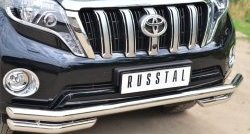 23 999 р. Защита переднего бампера (Ø63 мм с углами, нержавейка) SLITKOFF  Toyota Land Cruiser Prado  J150 (2013-2017) 1-ый рестайлинг  с доставкой в г. Майкоп. Увеличить фотографию 2
