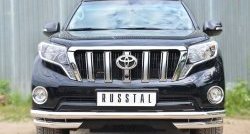 Защита переднего бампера (Ø63 мм с углами, нержавейка) SLITKOFF Toyota Land Cruiser Prado  J150 (2013-2017) 1-ый рестайлинг