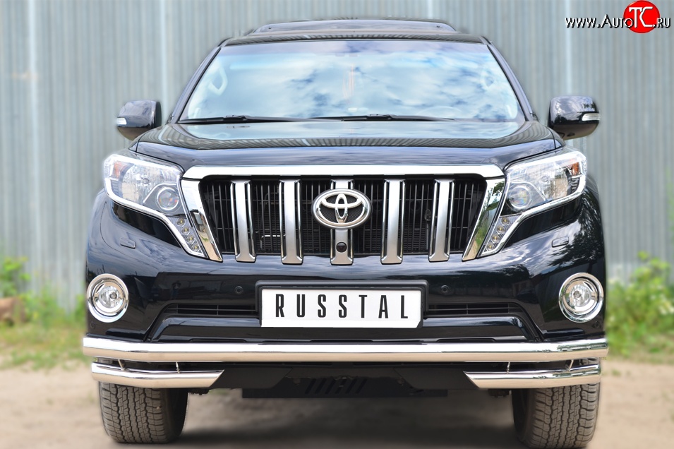 23 999 р. Защита переднего бампера (Ø63 мм с углами, нержавейка) SLITKOFF  Toyota Land Cruiser Prado  J150 (2013-2017) 1-ый рестайлинг  с доставкой в г. Майкоп