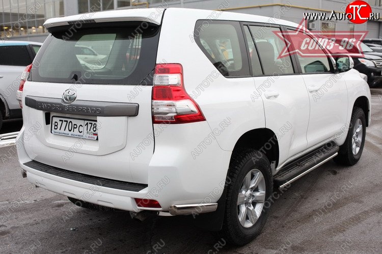 23 309 р. Защита заднего бампера из боковых уголков Souz-96 (d75х42) Toyota Land Cruiser Prado J150 1-ый рестайлинг (2013-2017)  с доставкой в г. Майкоп