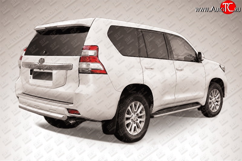 13 849 р. Защита заднего бампера из короткой трубы диаметром 76 мм Slitkoff Toyota Land Cruiser Prado J150 1-ый рестайлинг (2013-2017) (Цвет: нержавеющая полированная сталь)  с доставкой в г. Майкоп