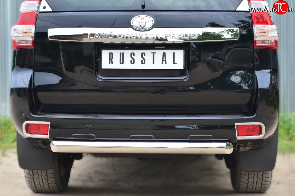 16 649 р. Защита заднего бампера (Ø76 мм, нержавейка) SLITKOFF Toyota Land Cruiser Prado J150 1-ый рестайлинг (2013-2017)  с доставкой в г. Майкоп
